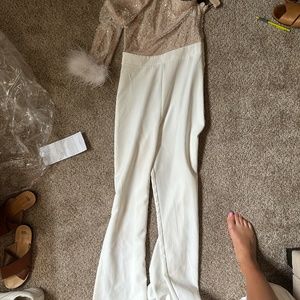 Bridal sequin jumpsuit ivory